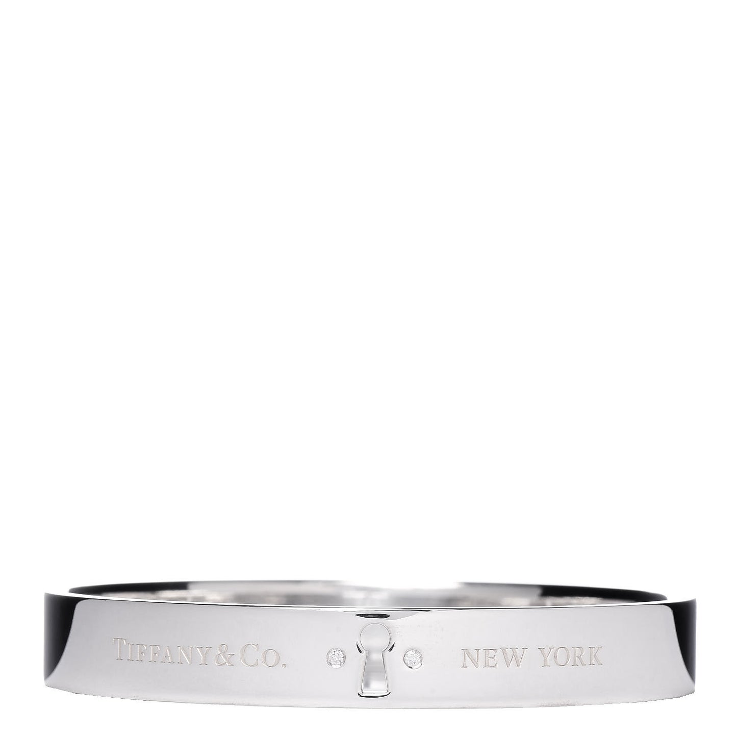 Sterling Silver Diamond Narrow Locks Bangle Bracelet