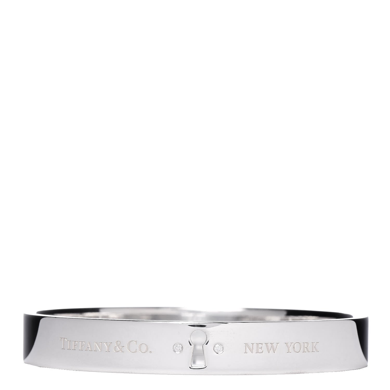 Tiffany Sterling Silver Diamond Narrow Locks Bangle Bracelet 1 of 4