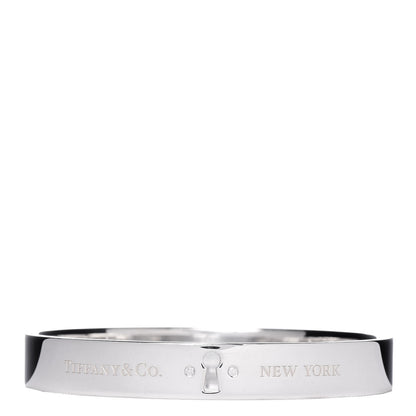 Tiffany Sterling Silver Diamond Narrow Locks Bangle Bracelet 1 of 4
