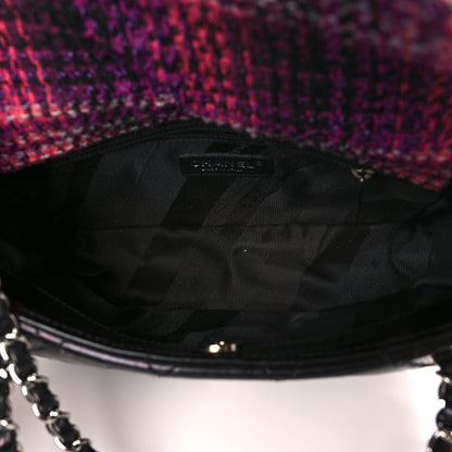 Chanel Glazed Calfskin Quilted Tweed Portobello Flap Black Pink 5 of 9