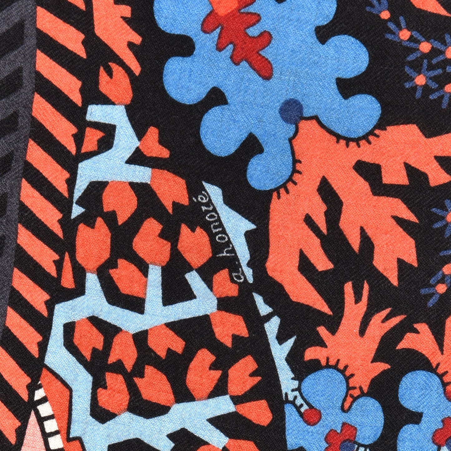 Cashmere Silk Paisley Blossom Shawl 140 Corail Bleu Rose Pale