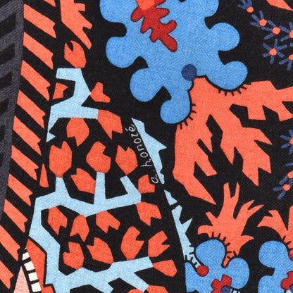 Hermes Cashmere Silk Paisley Blossom Shawl 140 Corail Bleu Rose Pale 4 of 4