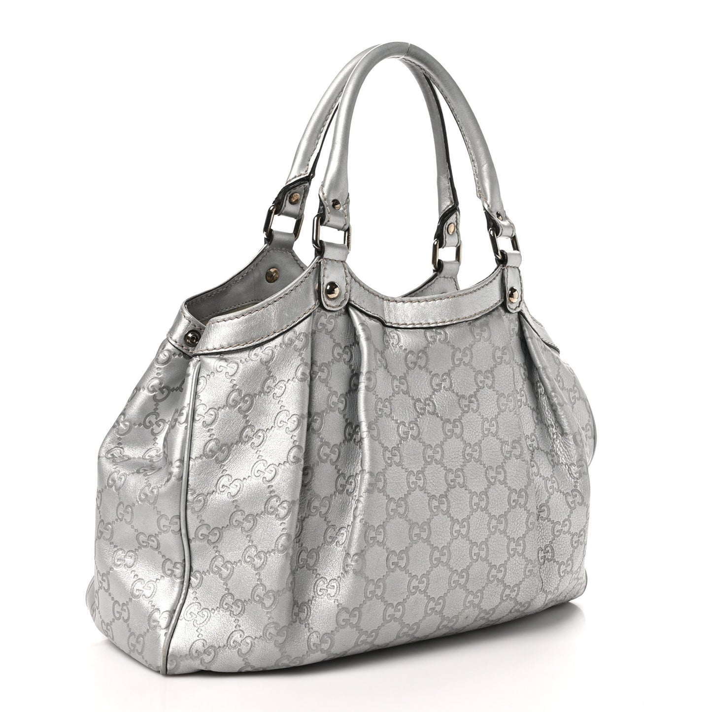 Guccissima Medium Sukey Tote Silver