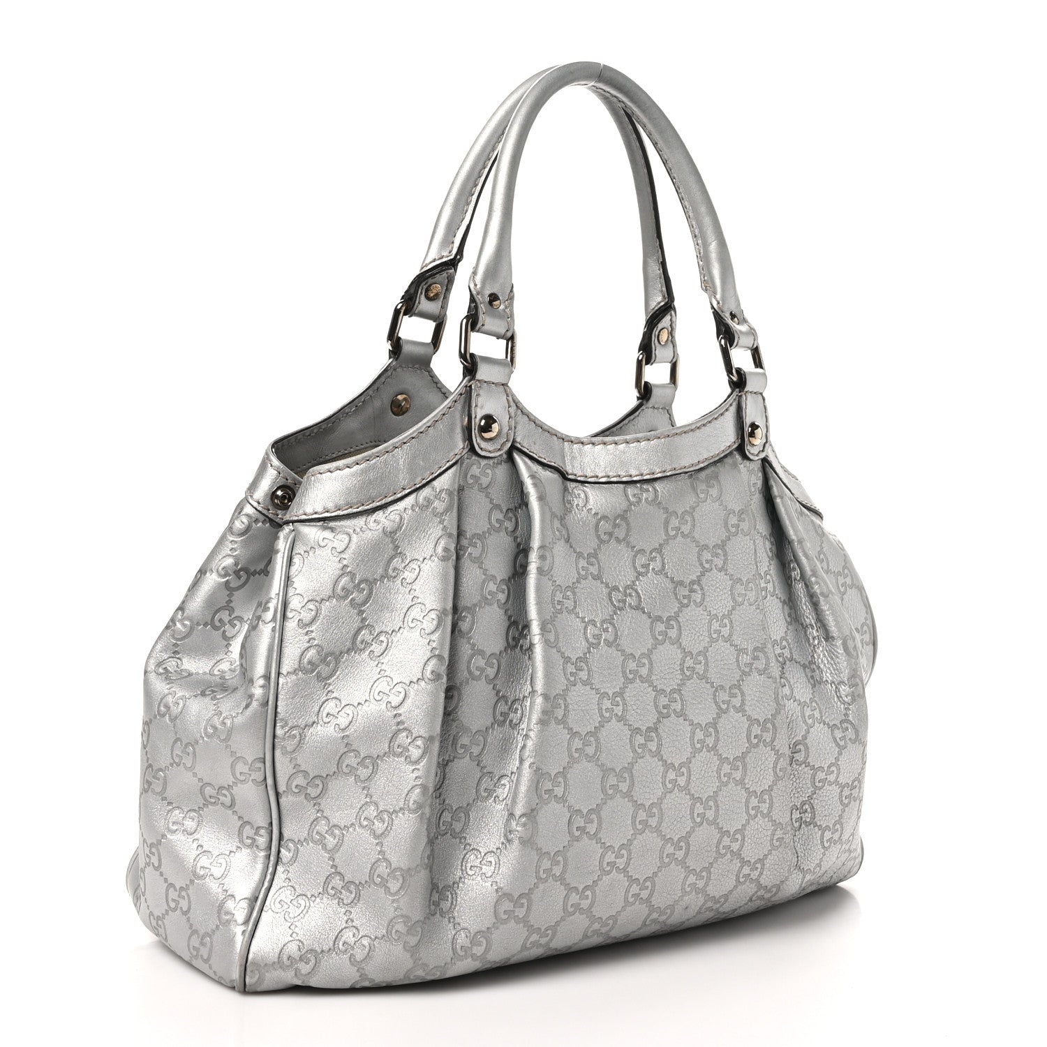 Gucci Guccissima Medium Sukey Tote Silver 3 of 14