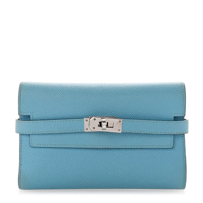 Hermes Epsom Verso Medium Kelly Wallet Bleu Du Nord Rouge De Coeur 1 of 8