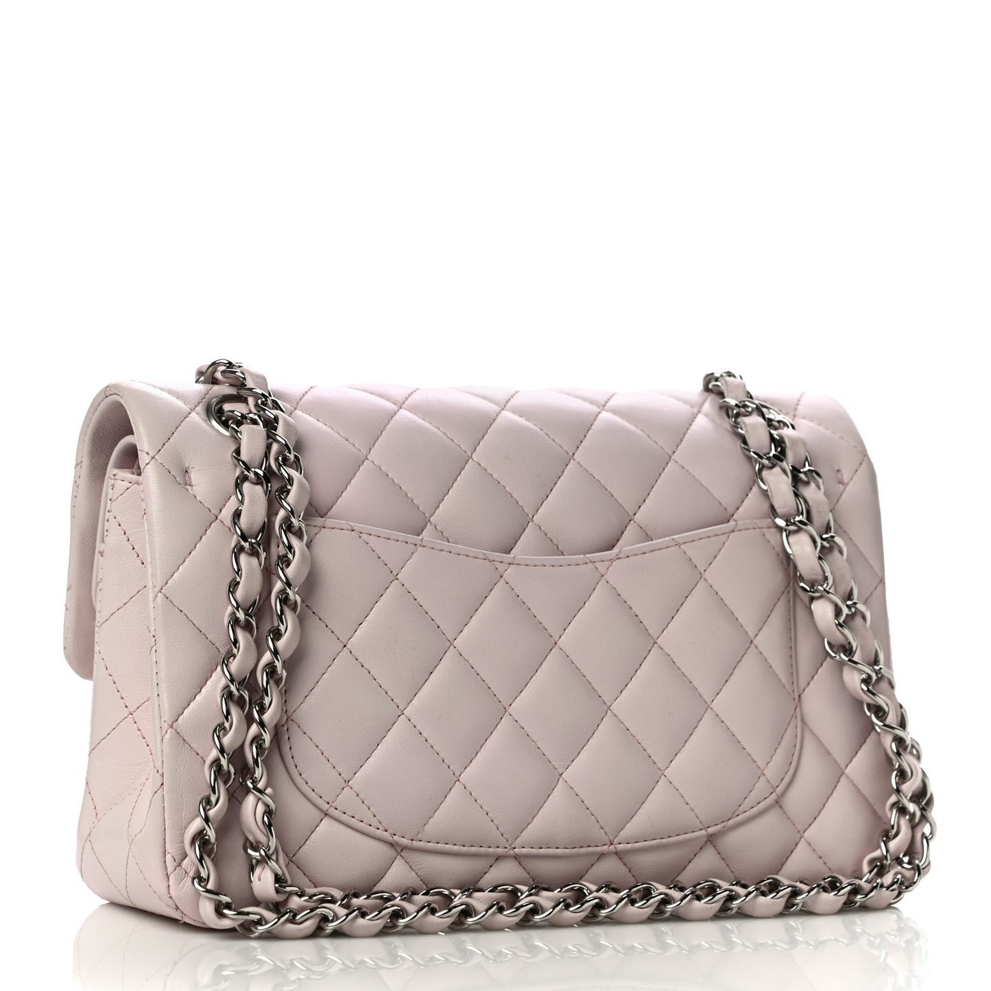 Lambskin Quilted Small Double Flap Light Pink