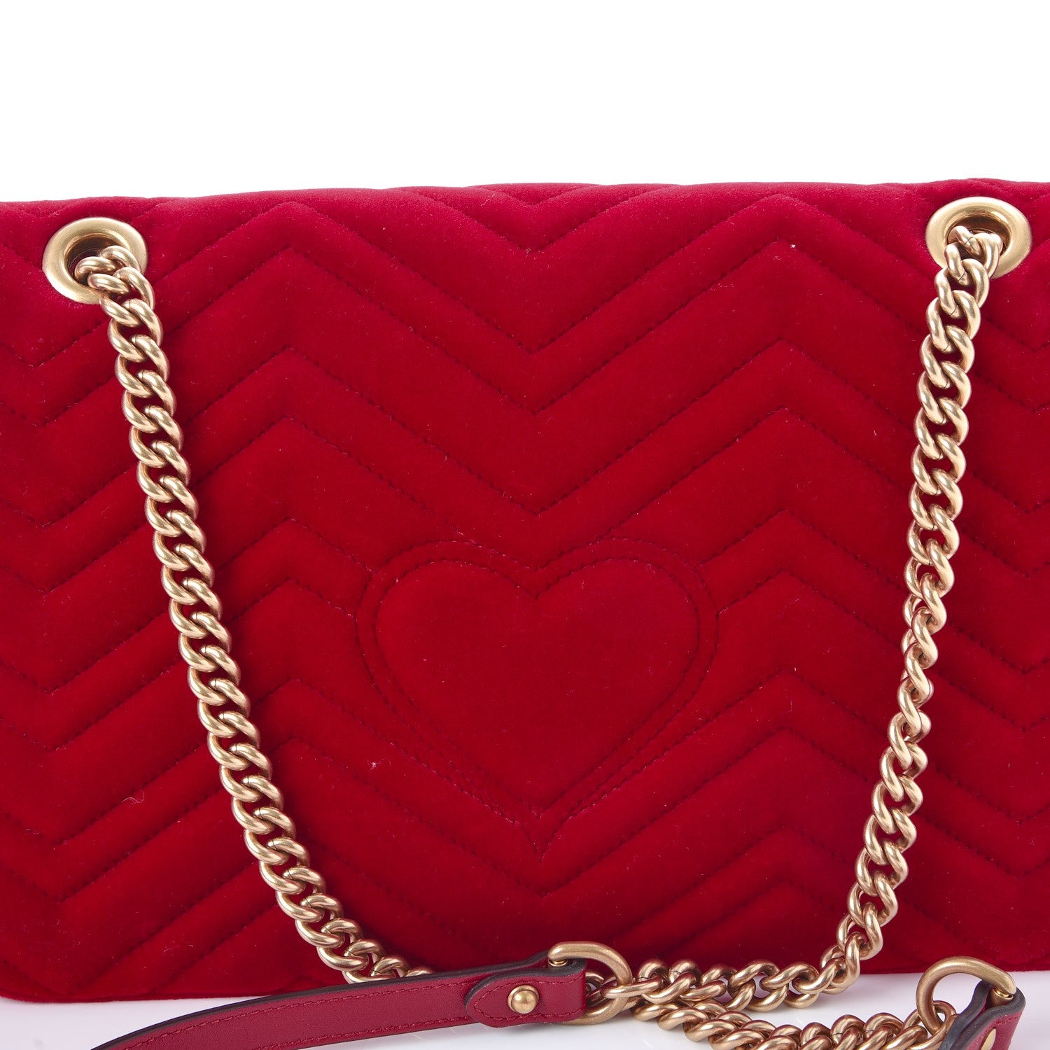 Gucci Velvet Matelasse Medium GG Marmont Shoulder Bag Hibiscus Red 7 of 9