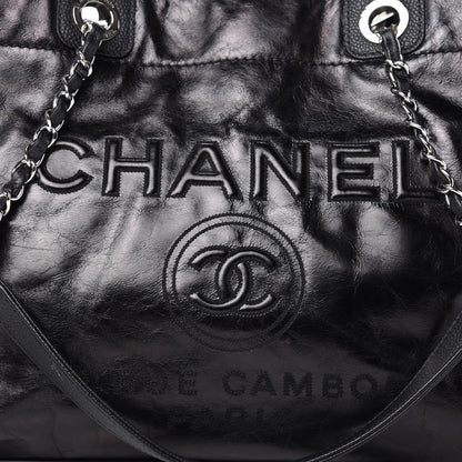 Chanel Glazed Calfskin Small Deauville Tote Black 10 of 10