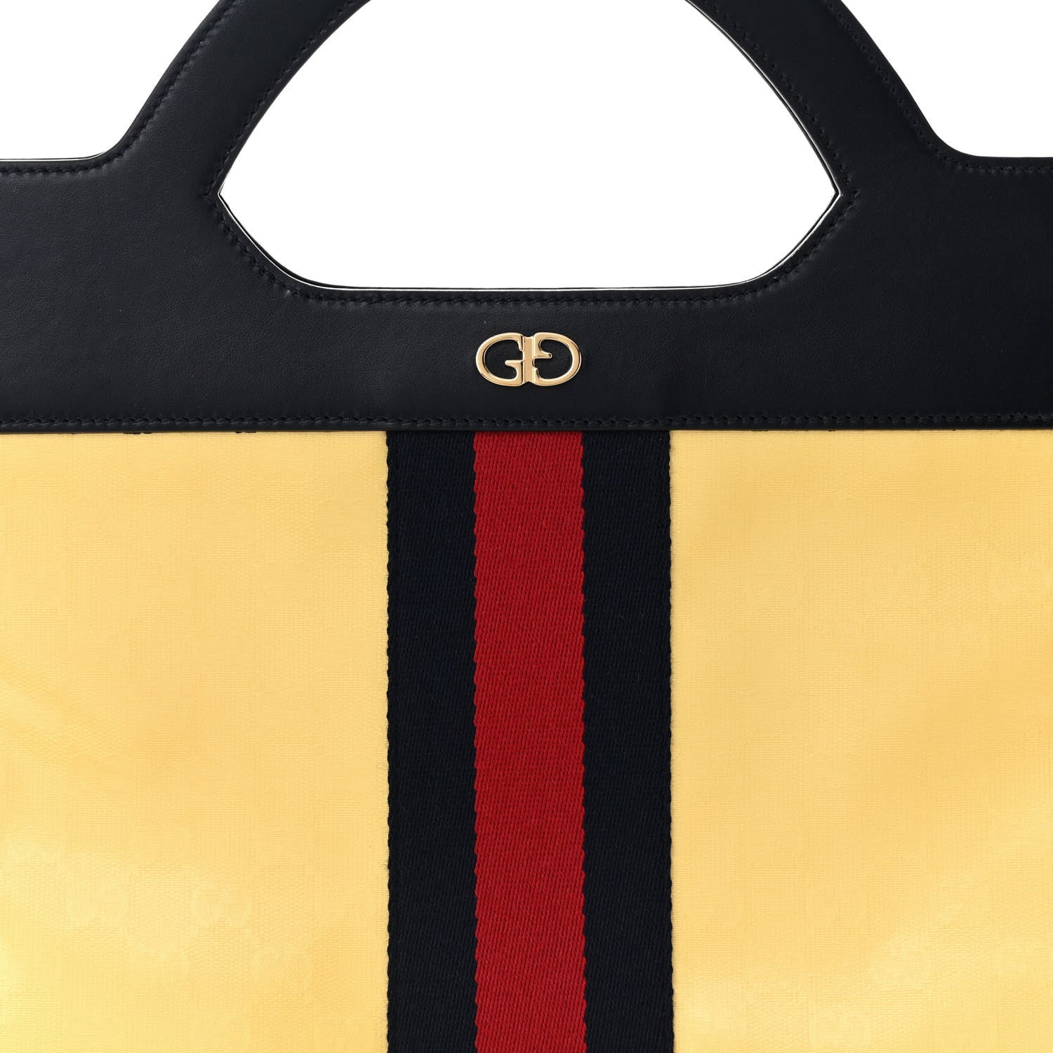 Gucci GG Supreme Monogram Textured Calfskin Web Medium Ophidia Slip Handle Tote Yellow 8 of 12