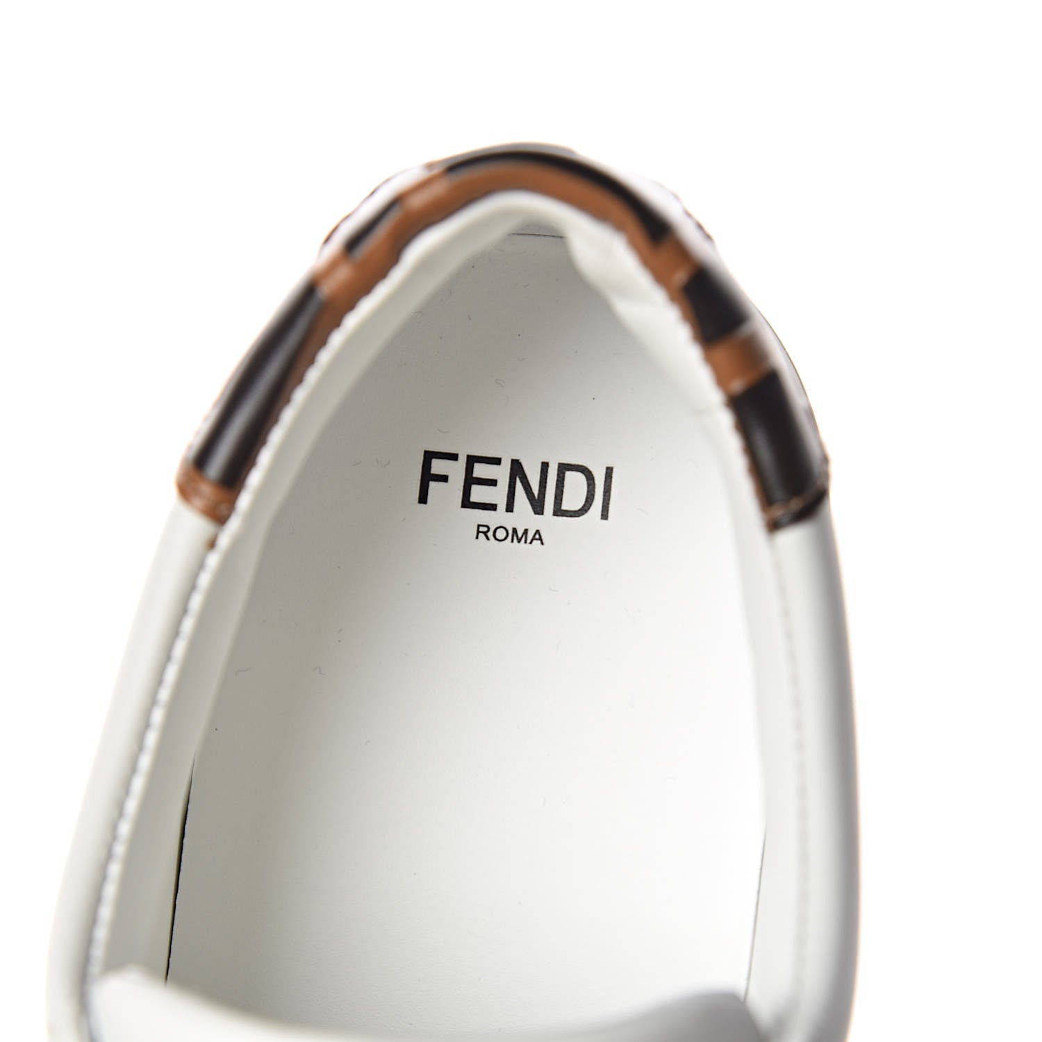 Fendi Vitello FF Embossed Pearland Slip On Sneakers 37 White Tobacco Moro 7 of 8