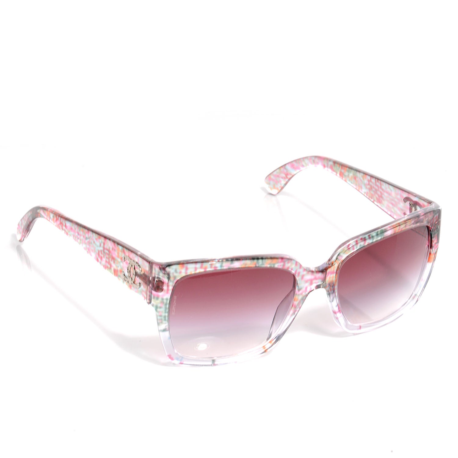 Chanel Acetate Multicolor Tweed CC Sunglasses 5220 Pink 3 of 3