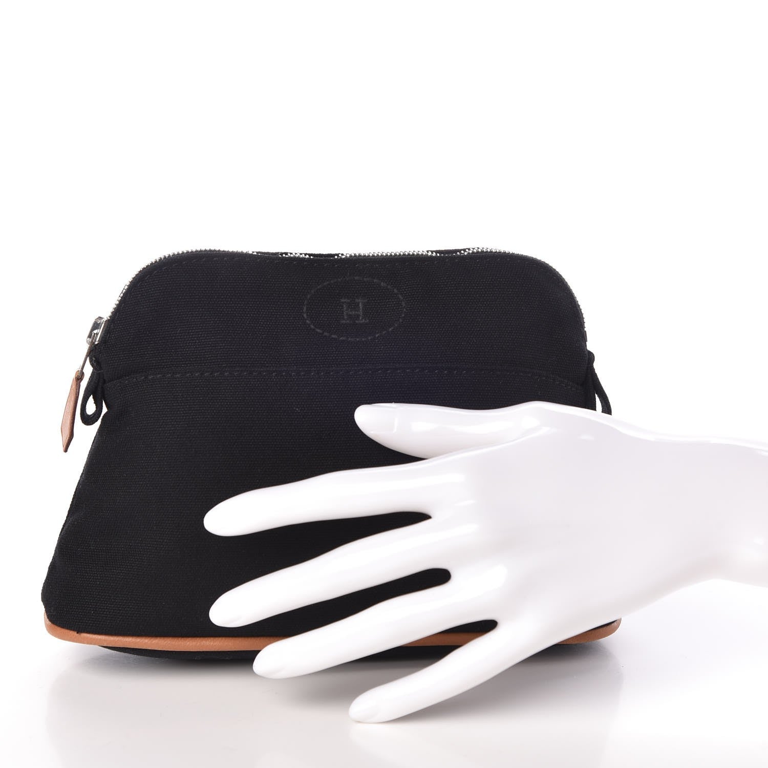 Hermes Cotton Canvas Mini Bolide Travel Cosmetic Pouch Black 2 of 8