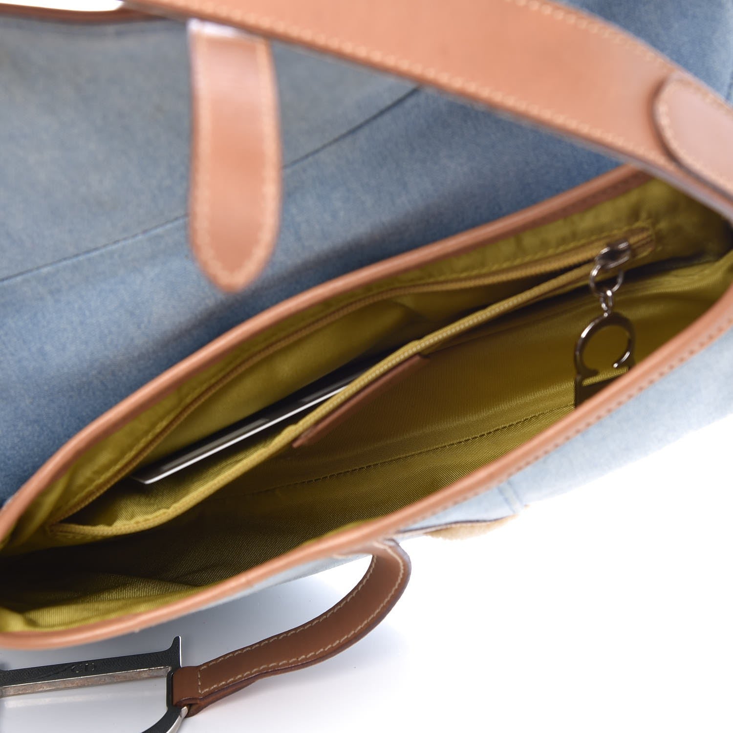 Christian Dior Denim Calfskin Saddle Bag Blue 5 of 12