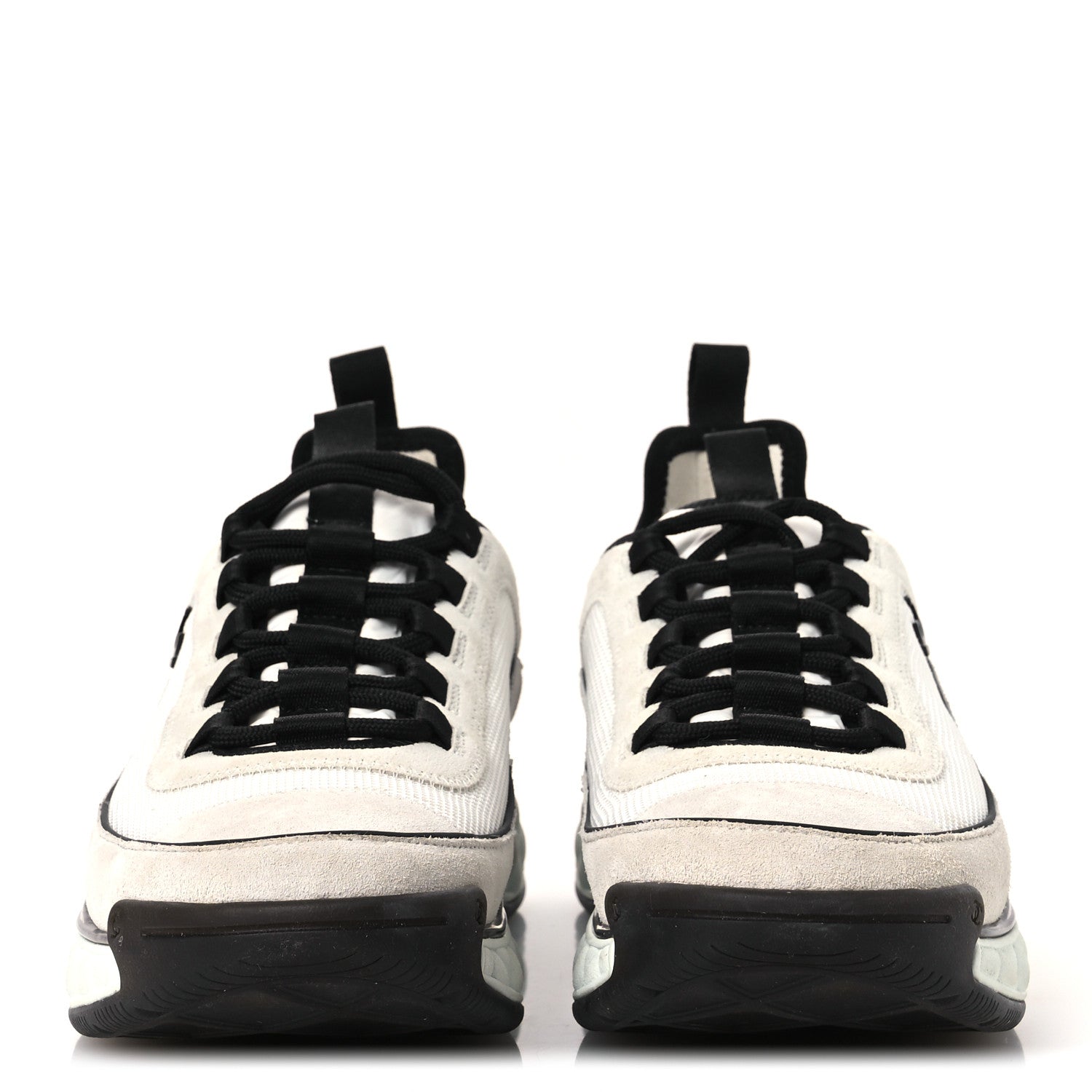 Chanel Fabric Suede Calfskin CC Sneakers 41 White Light Grey 3 of 11