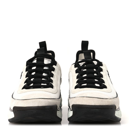 Chanel Fabric Suede Calfskin CC Sneakers 41 White Light Grey 3 of 11