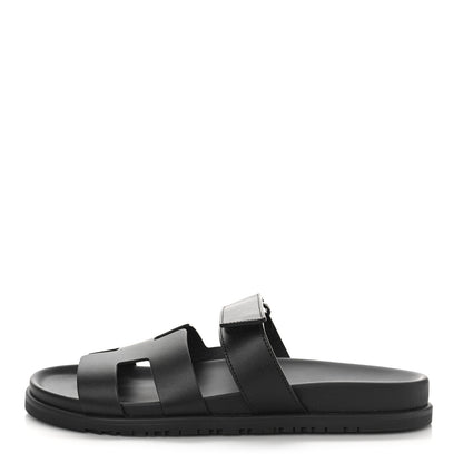 Hermes Calfskin Womens Chypre Sandals 41 Black 1 of 10