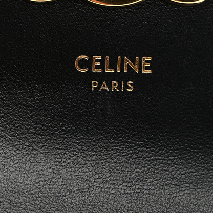 Celine Shiny Calfskin Triomphe Flap Card Holder Black 6 of 9