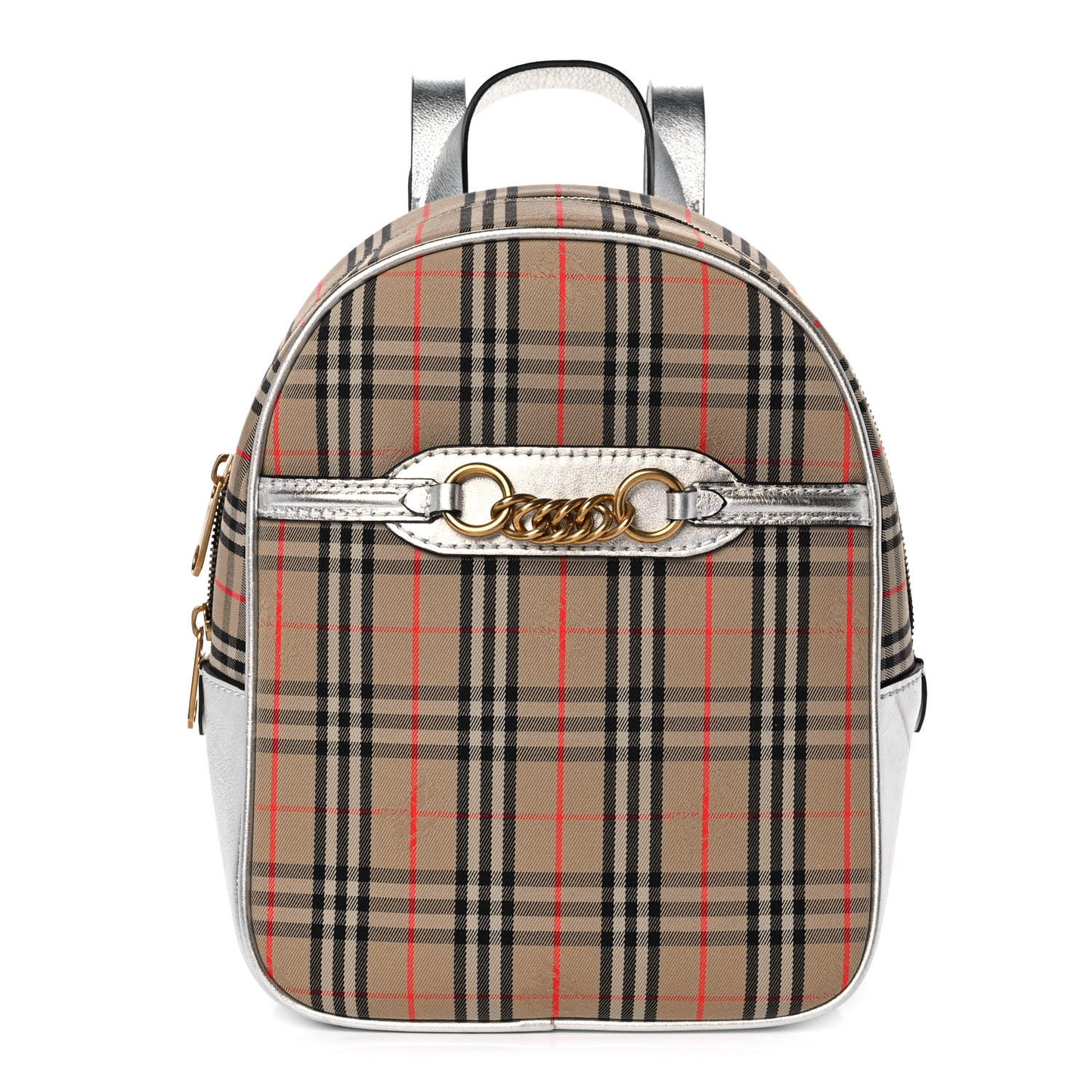 Smooth Calfskin 1983 Knight Check Link Backpack Silver