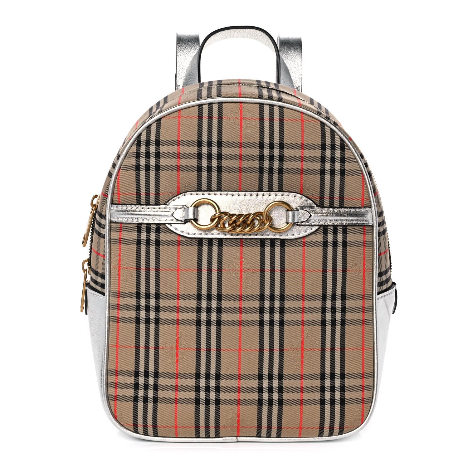 Burberry Smooth Calfskin 1983 Knight Check Link Backpack Silver 1 of 9