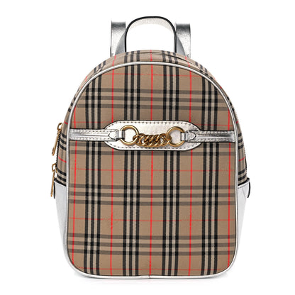 Burberry Smooth Calfskin 1983 Knight Check Link Backpack Silver 1 of 9
