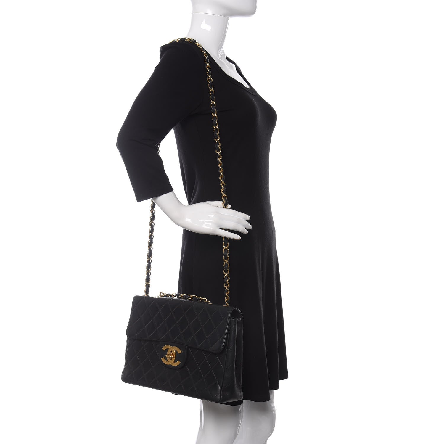 Chanel Lambskin Quilted XL Jumbo Single Flap Black 2 of 19