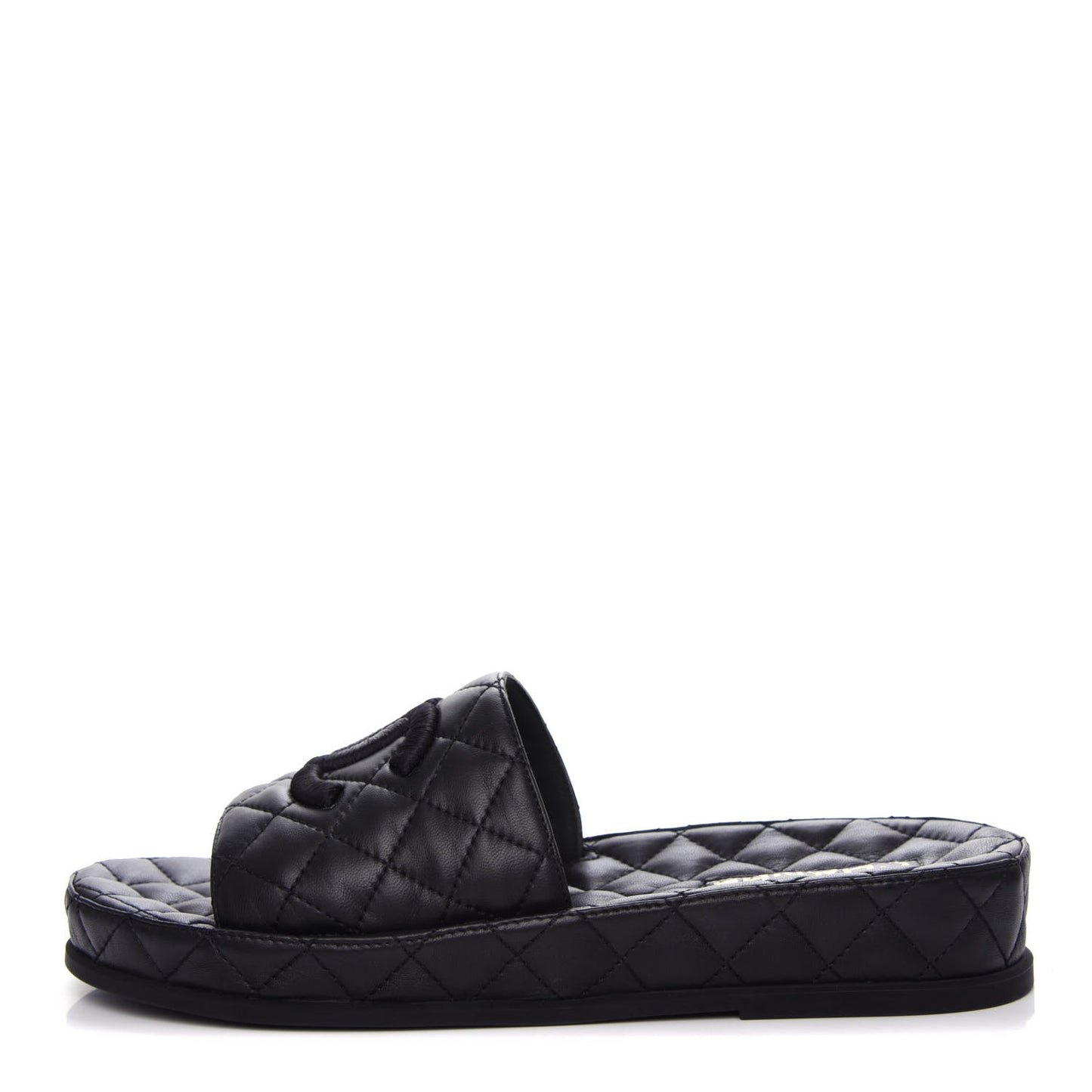 Lambskin Quilted CC Mules Sandals 41 Black