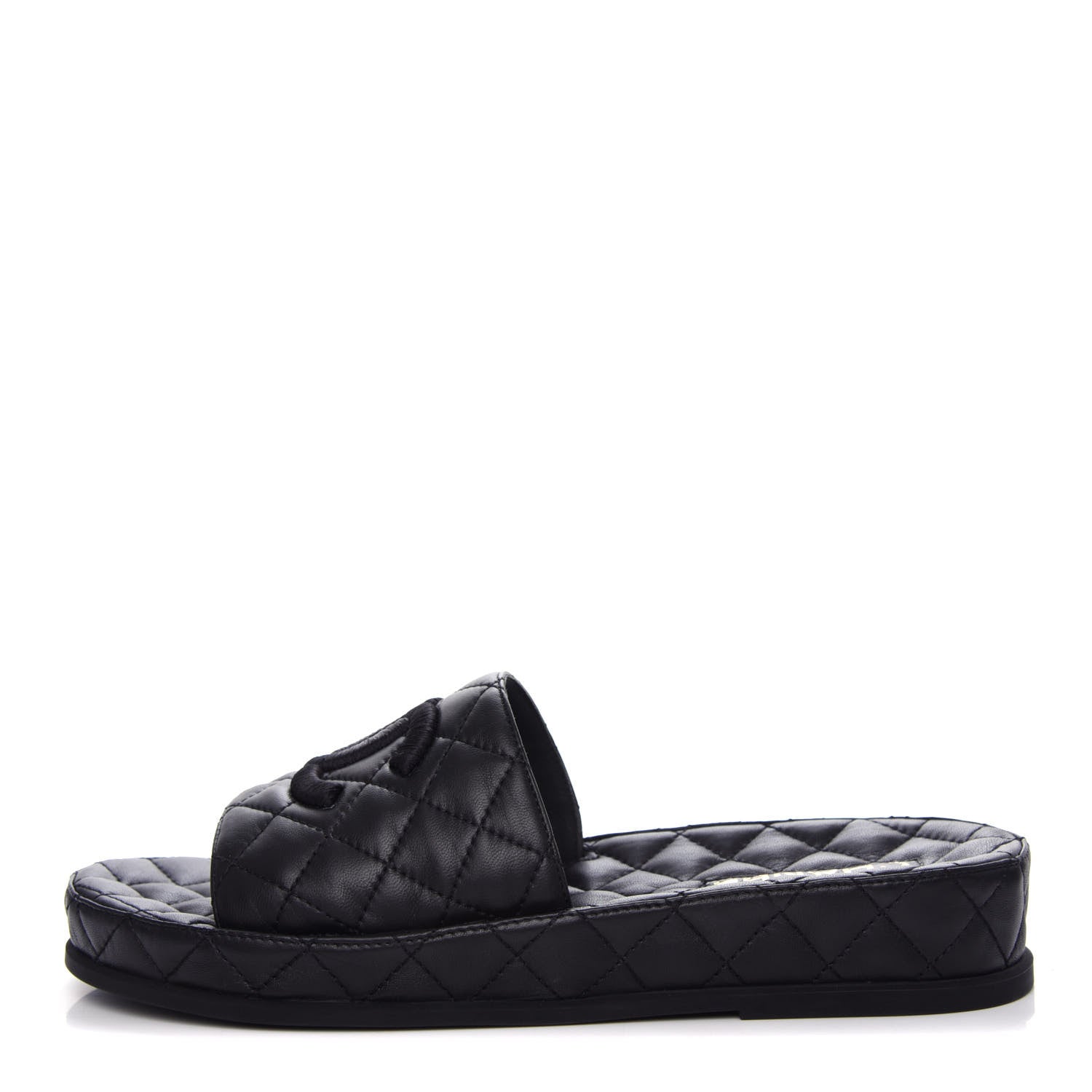 Chanel Lambskin Quilted CC Mules Sandals 41 Black 1 of 11