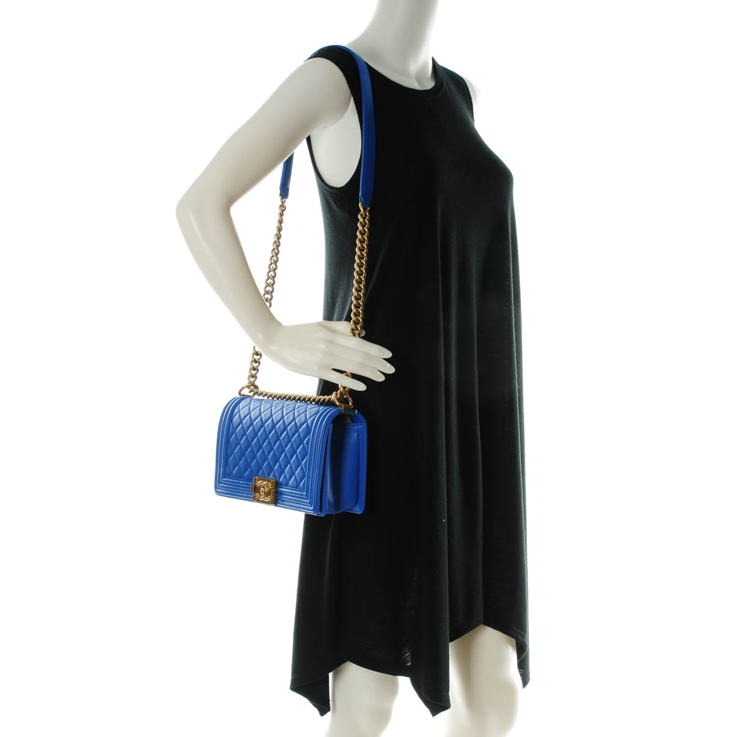 Chanel Lambskin Quilted Medium Boy Flap Blue 2 of 8