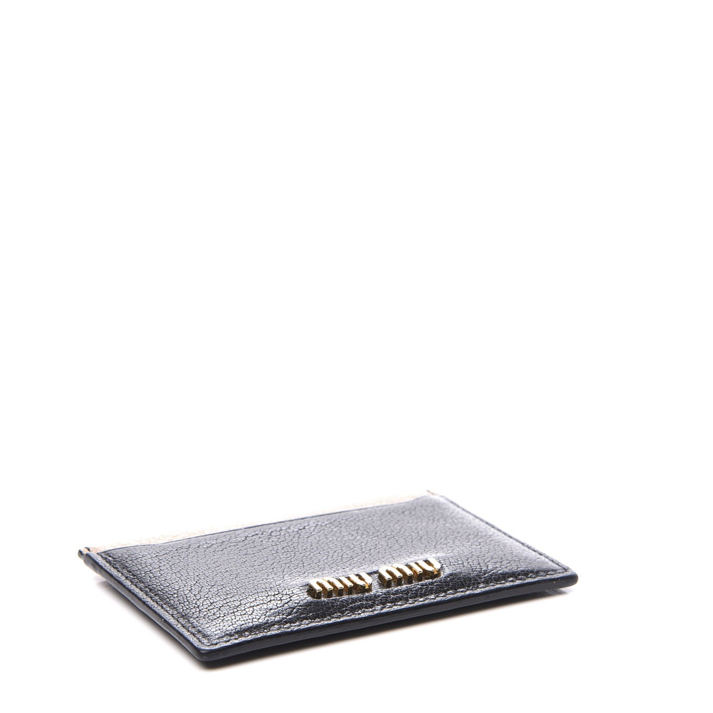 Goatskin Madras Bicolore Card Case Black Cammeo