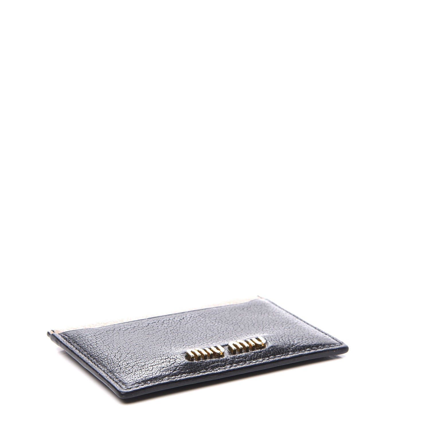 Miu Miu Goatskin Madras Bicolore Card Case Black Cammeo 3 of 8