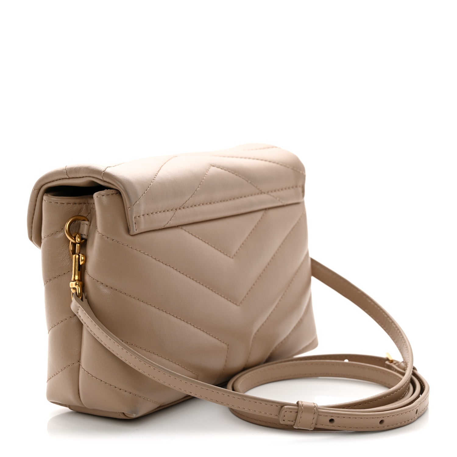 Saint Laurent Calfskin Y Quilted Monogram Toy Loulou Crossbody Bag Dark Beige 3 of 11