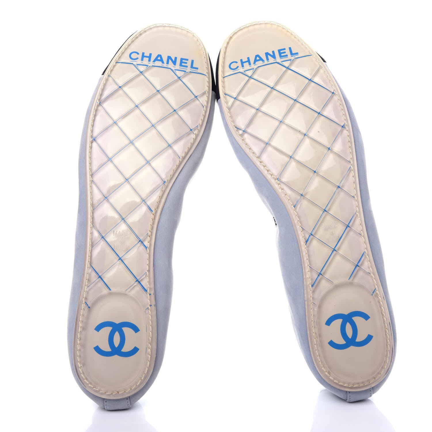 Chanel Nubuck Suede CC Elastic Cap Toe Ballerina Flats 40.5 Blue 6 of 11