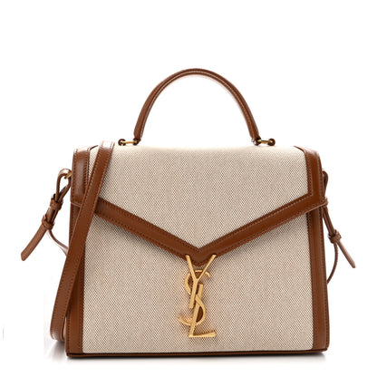 Saint Laurent Canvas Calfskin Medium Classic Monogram Cassandra Top Handle Tan Natural 1 of 13