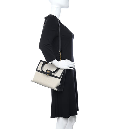 Salvatore Ferragamo Calfskin Trifolio Kuban Beige Black 2 of 9