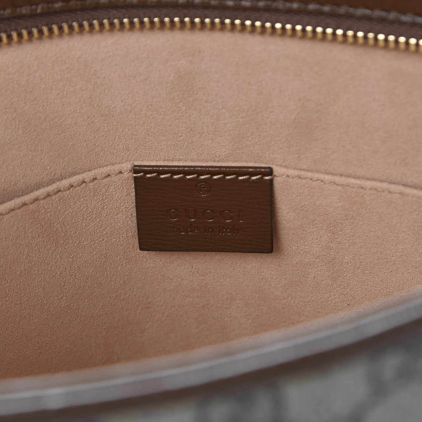GG Supreme Monogram Horsebit 1955 Zip Pouch Beige Brown Sugar