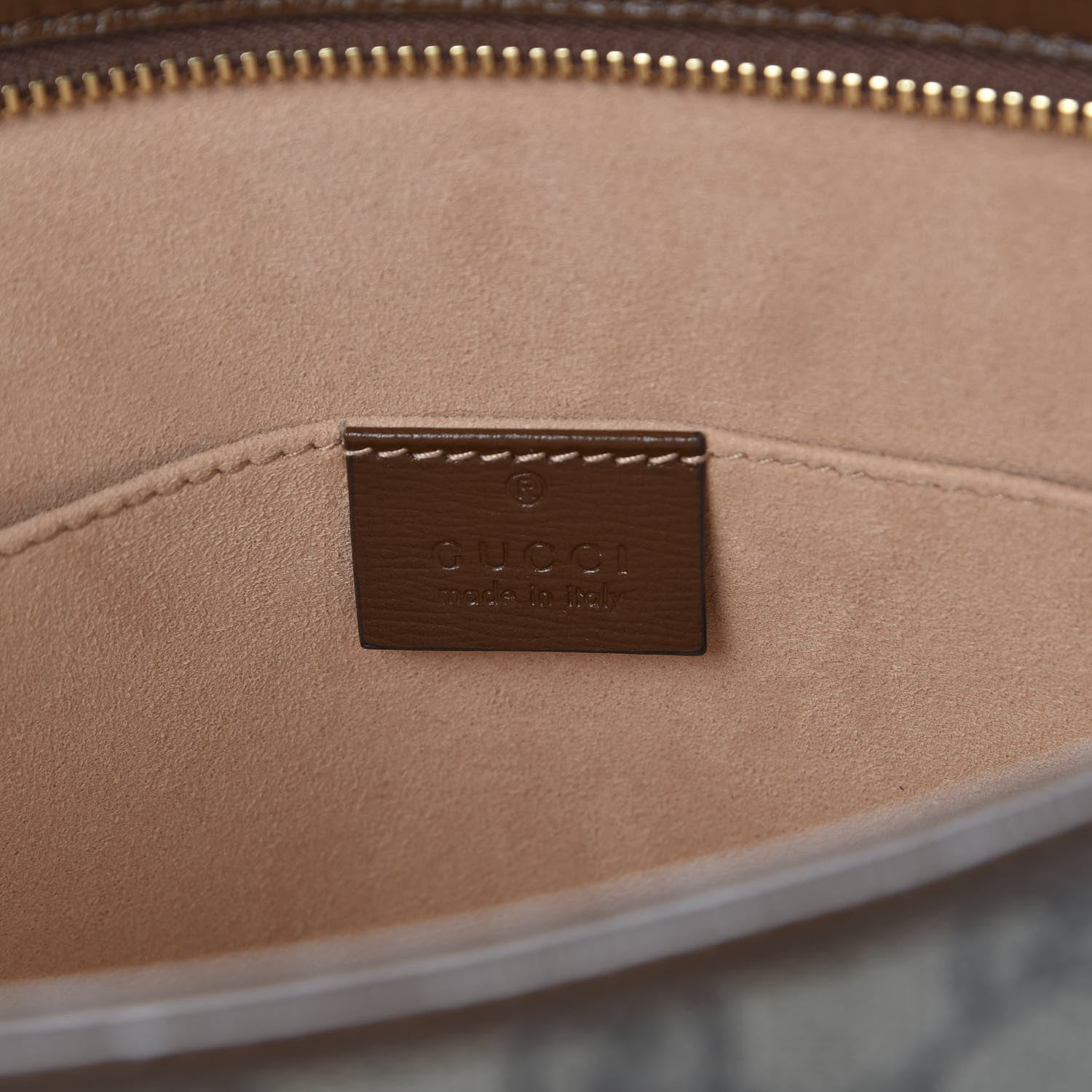 Gucci GG Supreme Monogram Horsebit 1955 Zip Pouch Beige Brown Sugar 7 of 9
