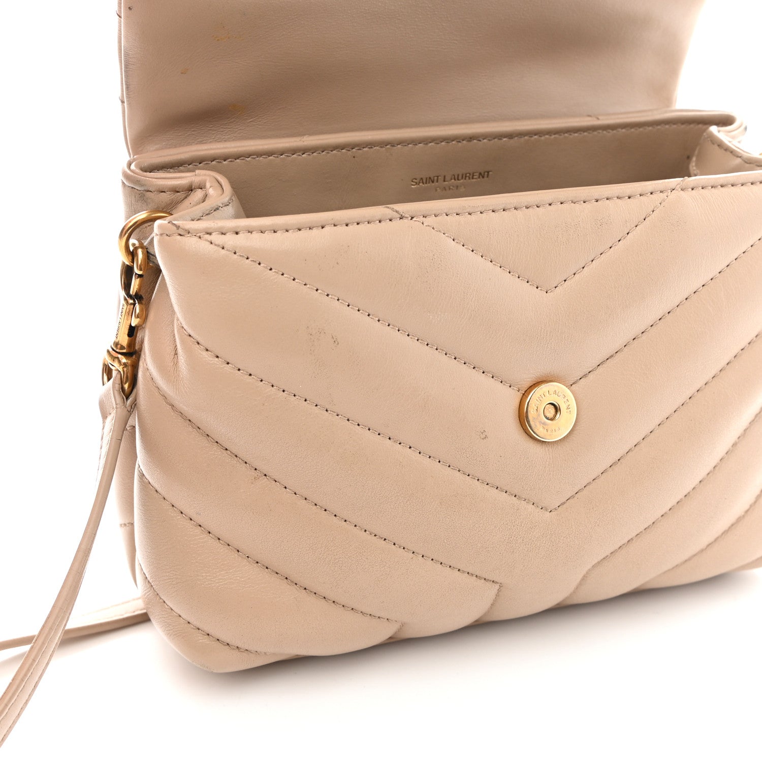 Saint Laurent Calfskin Y Quilted Monogram Toy Loulou Satchel Light Natural 11 of 14