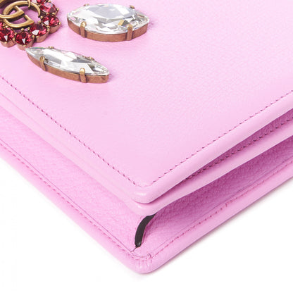 Gucci Calfskin Marquise Crystals Mini GG Chain Wallet Malva 4 of 9