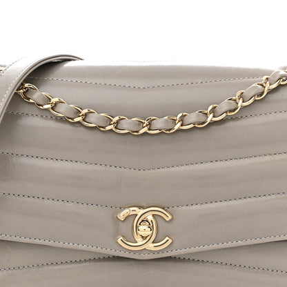Chanel Shiny Lambskin Chevron Quilted Miroir Grey 8 of 13