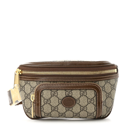 Gucci GG Supreme Monogram Textured Calfskin Retro Interlocking G Belt Bag Beige Ebony Brown Sugar 1 of 9