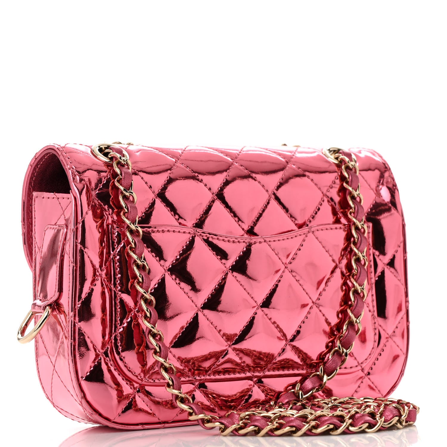 Chanel Mirror Calfskin Metallic Lambskin Quilted Hollywood Boulevard Mini Flap With Star Coin Purse Pink 4 of 13