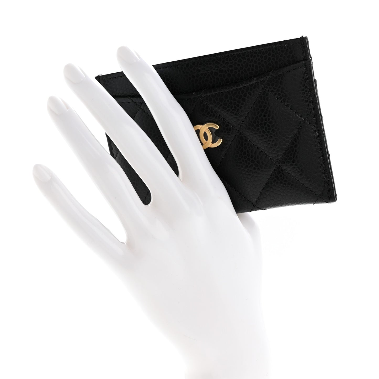 Caviar Quilted Card Holder Black