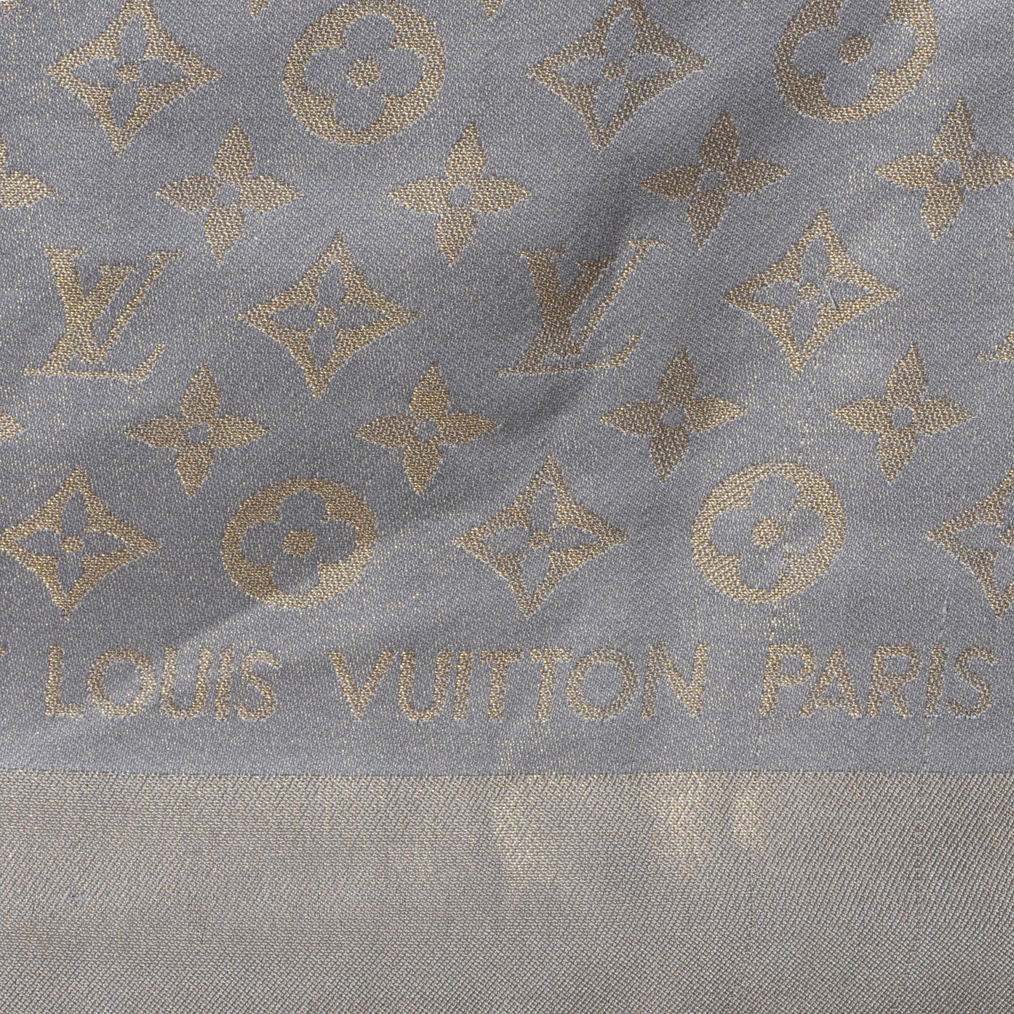 Silk Lurex Wool Monogram Shine Pearl Grey