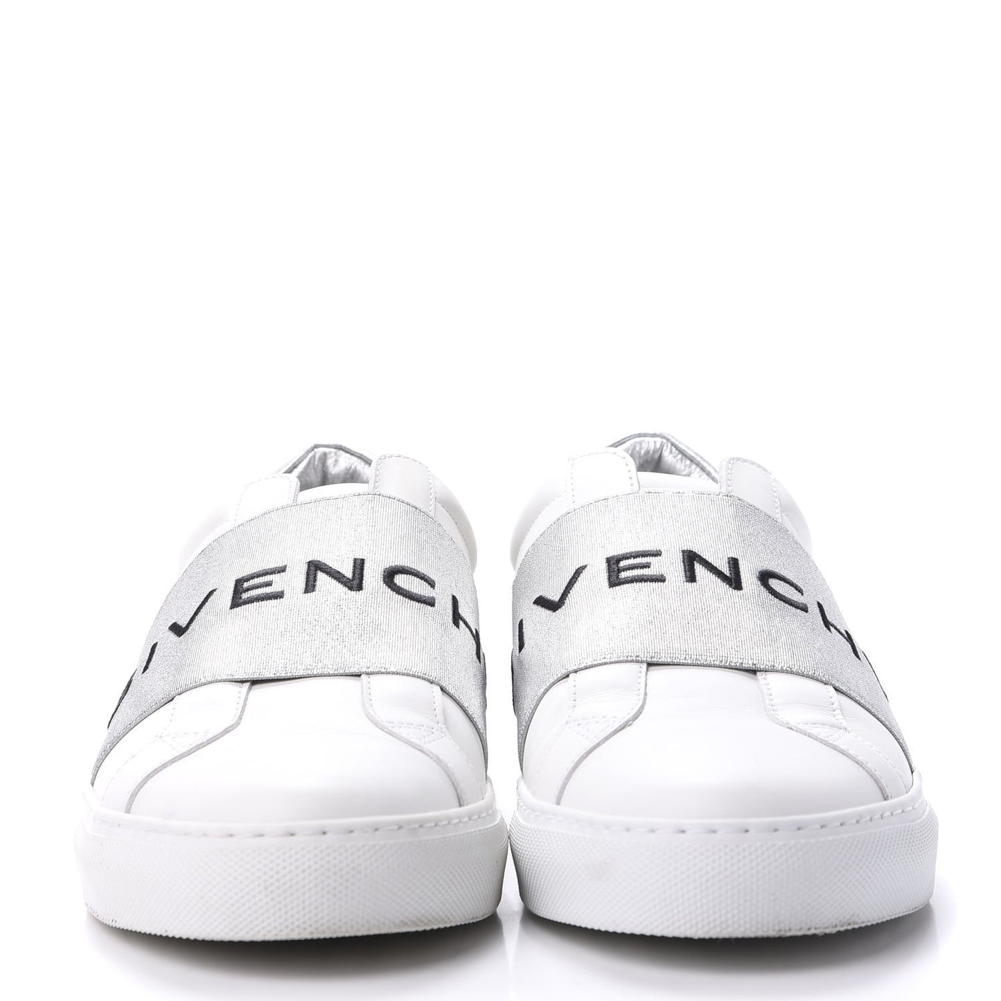 Calfskin Band Logo Womens Urban Street Sneakers 40 Argent
