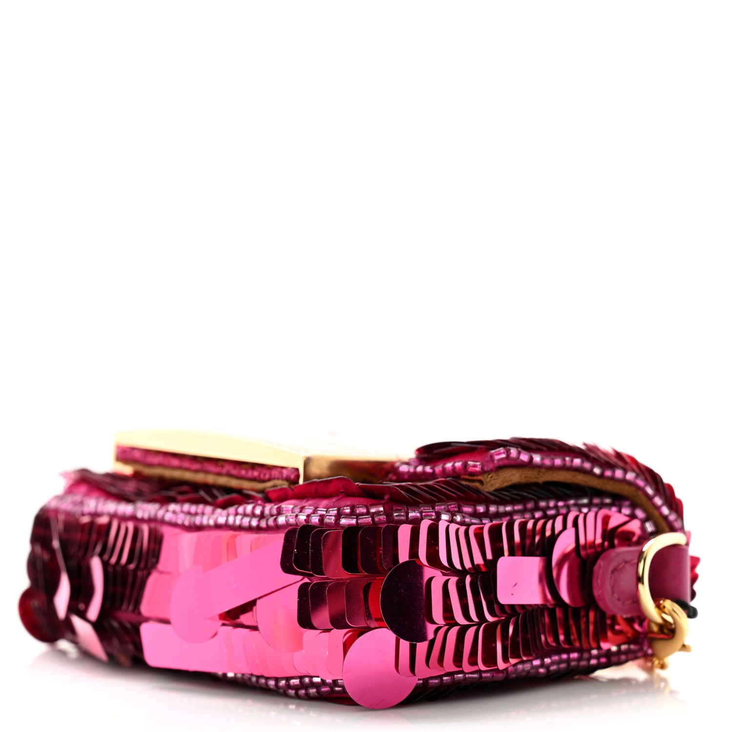 Fendi Sequin Paillettes Shiny Nappa Sex and the City Nano Maxi Buckle Baguette Charm Ciclamino Pilar 10 of 11
