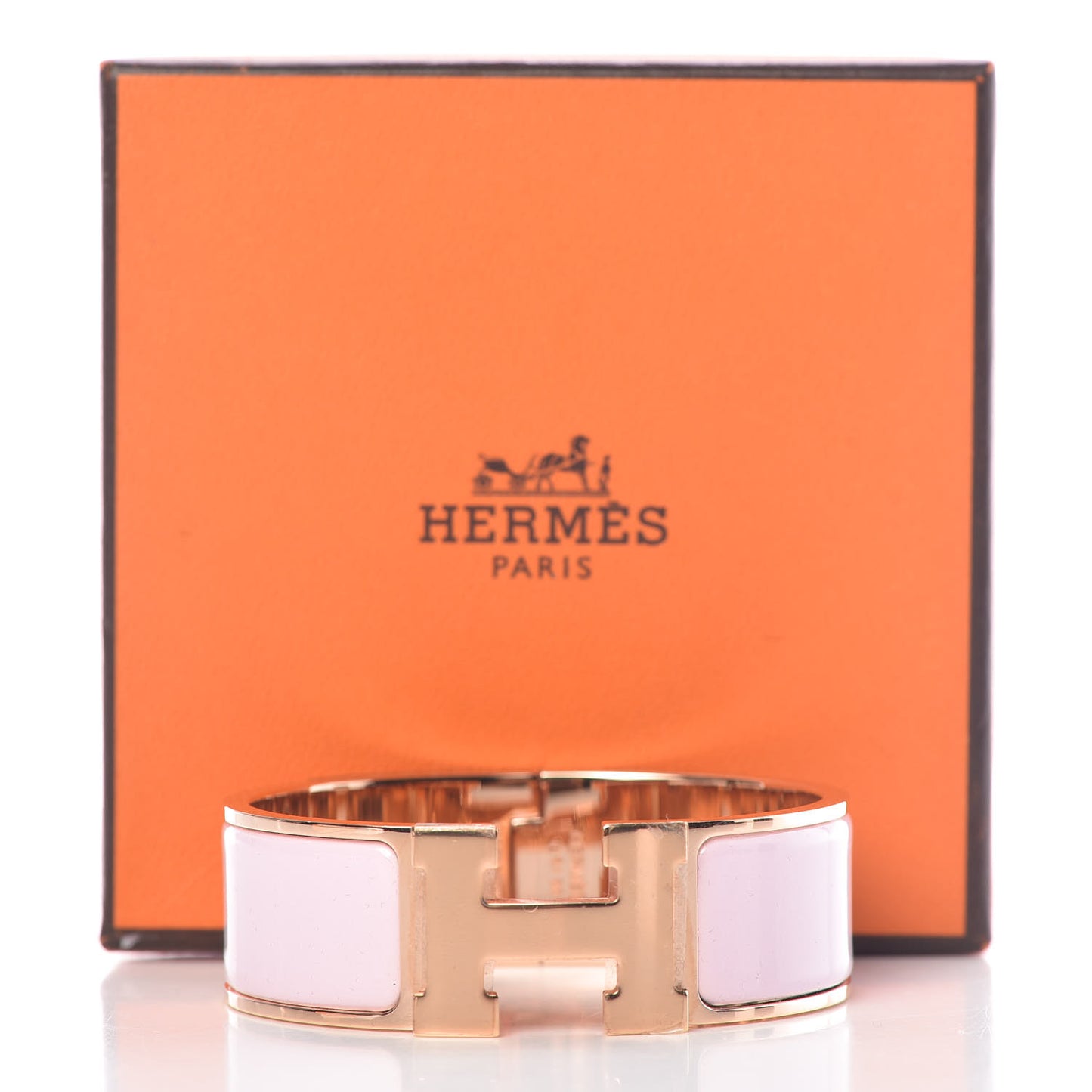 Enamel Wide Clic Clac H Bracelet PM Rose Dragee