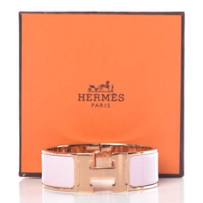 Hermes Enamel Wide Clic Clac H Bracelet PM Rose Dragee 6 of 6