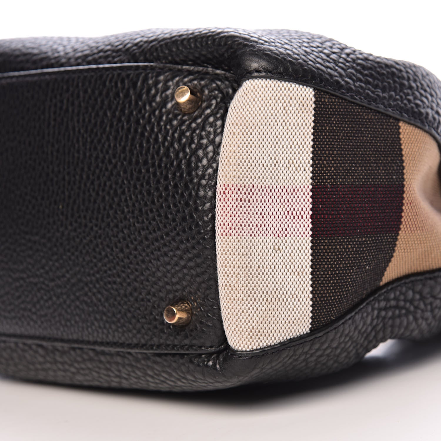 Burberry Grainy Calfskin House Check Small Maidstone Black 9 of 10