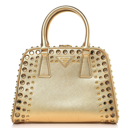 Prada Saffiano Vernice Crystal Pyramid Bag Platino 1 of 8