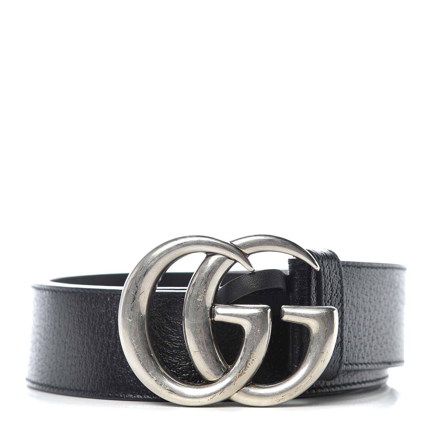 Gucci Textured Dollar Calfskin Nickel Double G 40mm Belt 85 34 Black 1 of 8